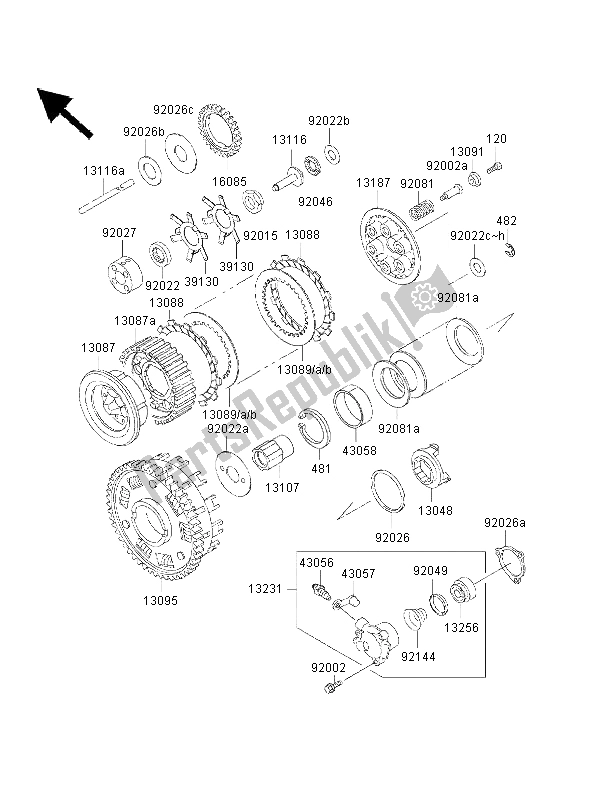 All parts for the Clutch of the Kawasaki 1000 GTR 2000