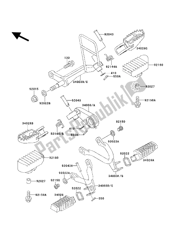 Toutes les pièces pour le Repose-pieds du Kawasaki KLX 650 1993