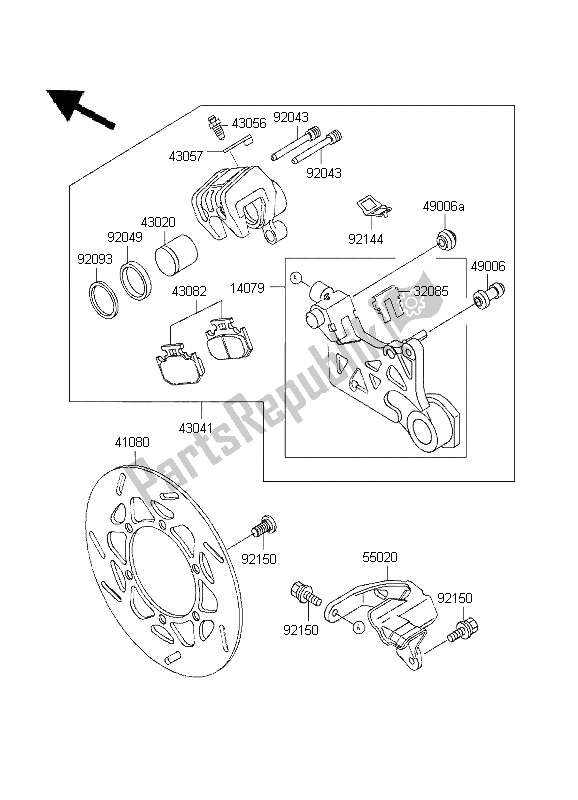 Tutte le parti per il Freno Posteriore del Kawasaki KLX 650R 1995