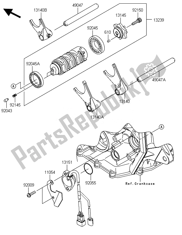 All parts for the Gear Change Drum & Shift Fork(s) of the Kawasaki Ninja ZX 6R ABS 600 2014