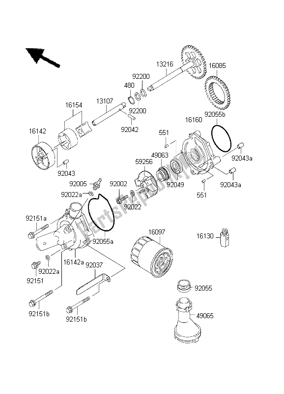 All parts for the Oil Pump of the Kawasaki Ninja ZX 9R 900 2001