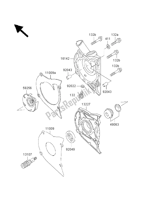 All parts for the Water Pump of the Kawasaki GPZ 500S 2003