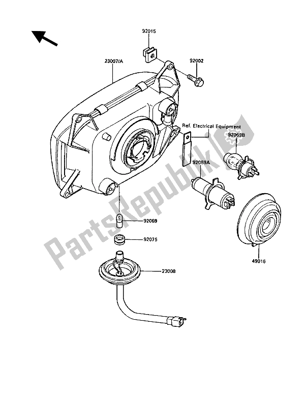 All parts for the Headlight(s) of the Kawasaki 1000 GTR 1986