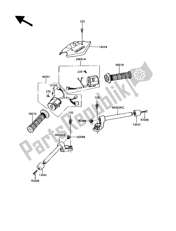 Tutte le parti per il Manubrio del Kawasaki GPZ 900R 1989