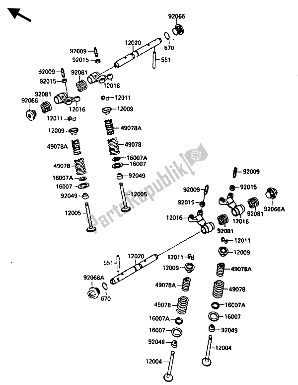 Tutte le parti per il Valvola del Kawasaki ZL 600 1987