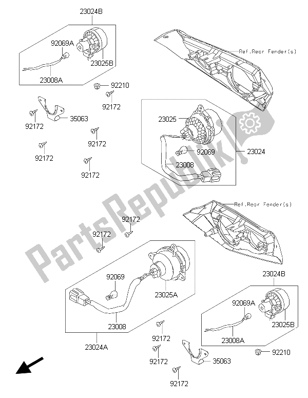 Tutte le parti per il Luci Posteriori) del Kawasaki Brute Force 300 2015