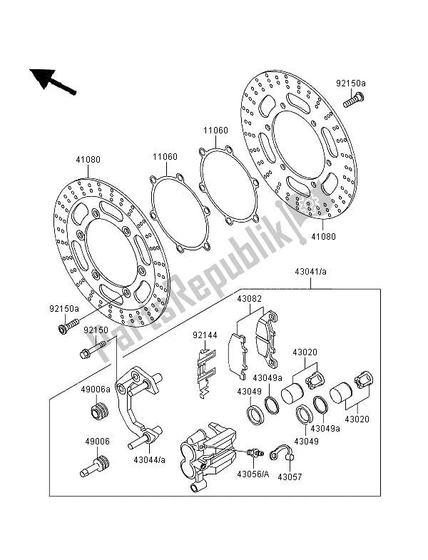 All parts for the Front Brake of the Kawasaki GPZ 500S 1997