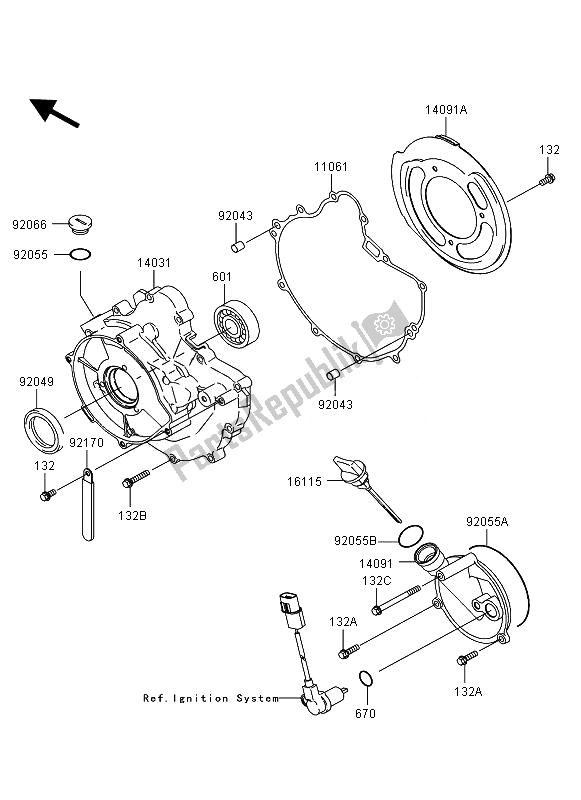 All parts for the Engine Cover of the Kawasaki KVF 360 4X4 2010