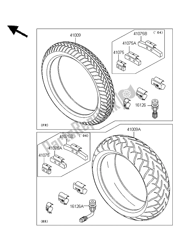 Toutes les pièces pour le Pneus du Kawasaki VN 1600 Mean Streak 2004