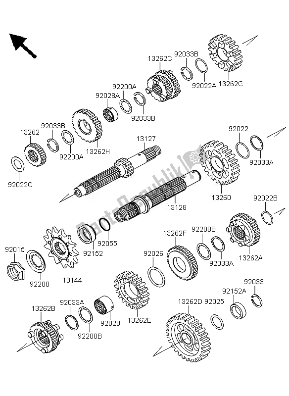 Tutte le parti per il Trasmissione del Kawasaki KLX 250 2010