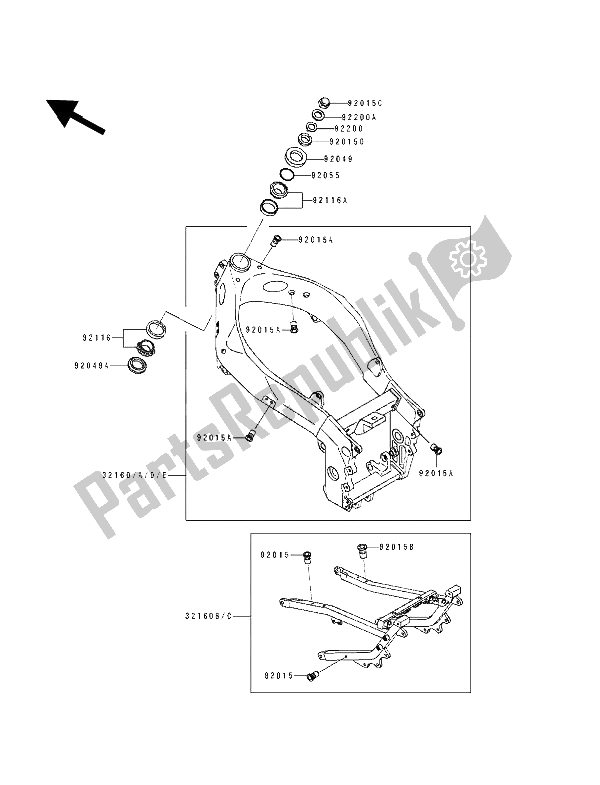 Tutte le parti per il Telaio del Kawasaki ZXR 750 1991