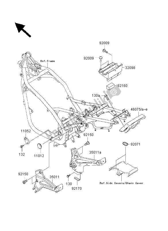 Alle onderdelen voor de Frame Hulpstukken van de Kawasaki ER 500 2003