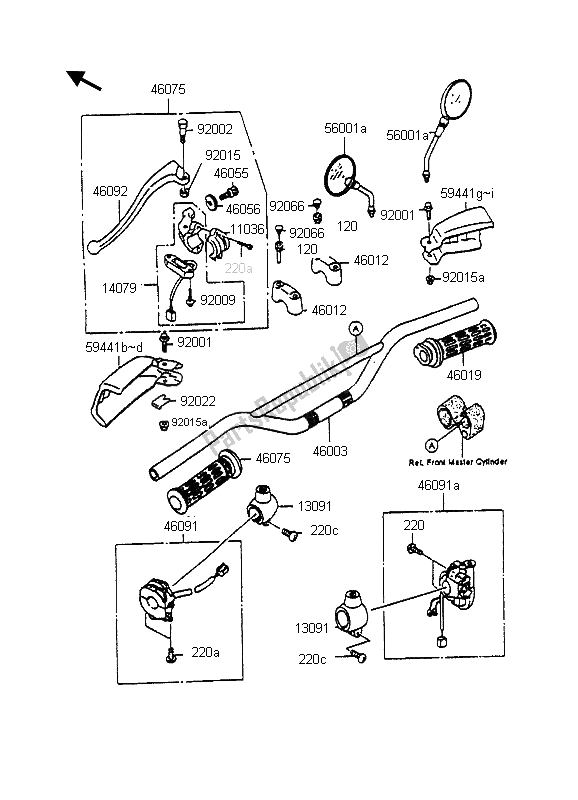 Tutte le parti per il Manubrio del Kawasaki KMX 125 1998