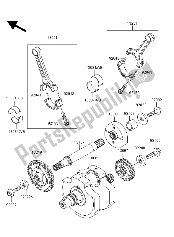 All parts for the Crankshaft of the Kawasaki VN 900 Classic 2009