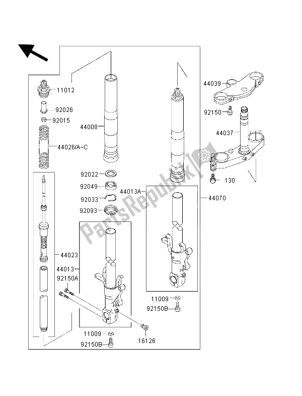 Tutte le parti per il Forcella Anteriore del Kawasaki Ninja ZX 7 RR 750 1996