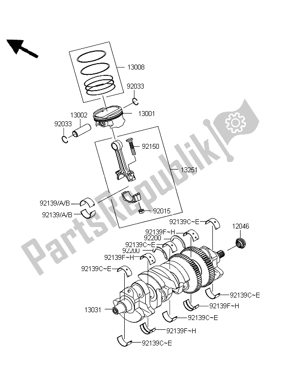 Tutte le parti per il Albero Motore E Pistone del Kawasaki 1400 GTR 2008