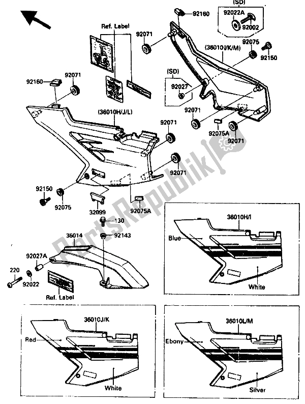 Tutte le parti per il Coperchio Laterale E Custodia A Catena del Kawasaki ZX 10 1000 1989