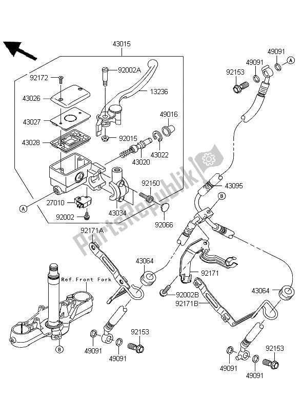 All parts for the Front Master Cylinder of the Kawasaki VN 2000 Classic 2008