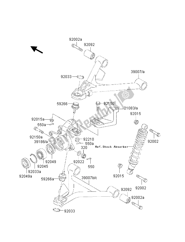 All parts for the Front Suspension of the Kawasaki KLF 300 4X4 2001