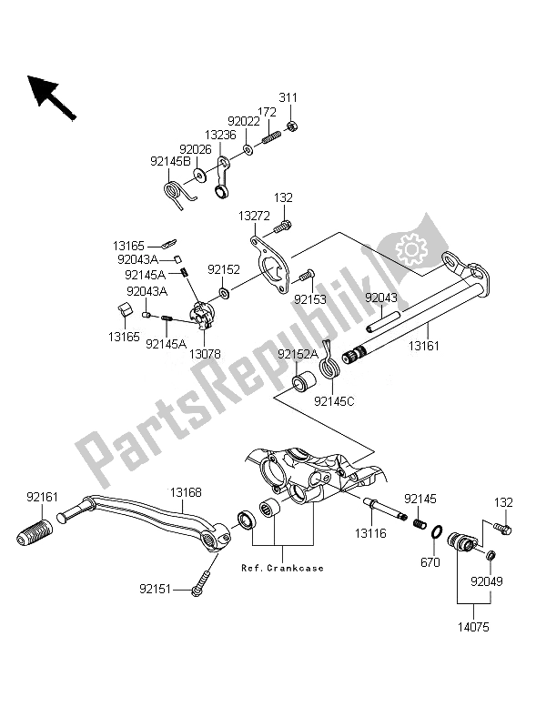 Alle onderdelen voor de Schakelmechanisme van de Kawasaki KFX 450R 2010