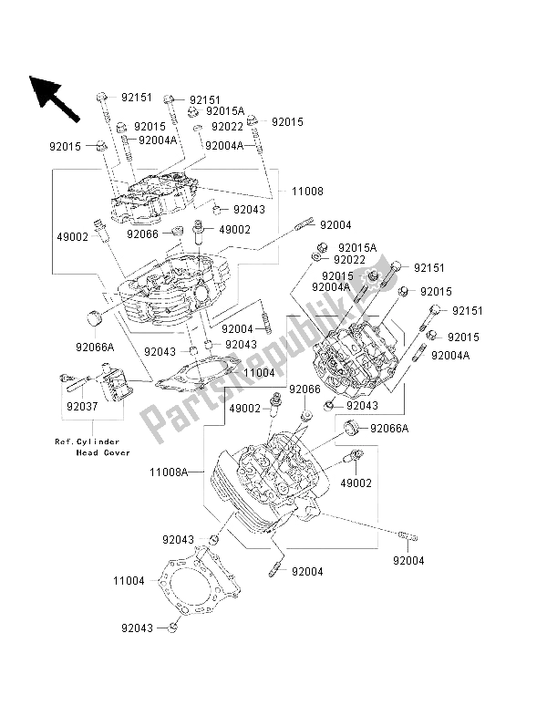 All parts for the Cylinder Head of the Kawasaki VN 1500 Drifter 2001