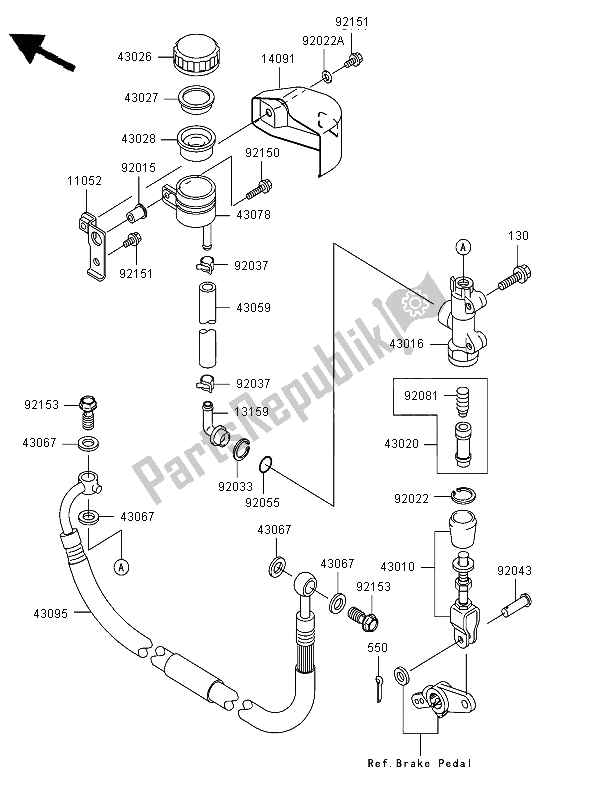 All parts for the Rear Master Cylinder of the Kawasaki VN 1600 Classic Tourer 2006