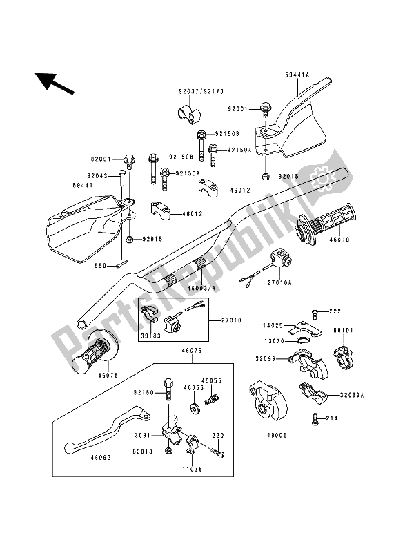 Tutte le parti per il Manubrio del Kawasaki KDX 200 1992