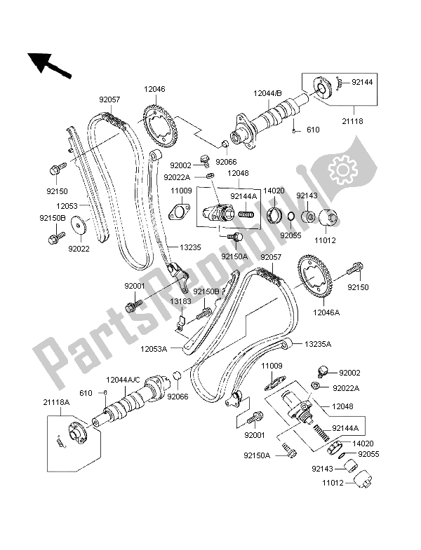 Tutte le parti per il Albero A Camme E Tenditore del Kawasaki VN 1500 Classic 1997