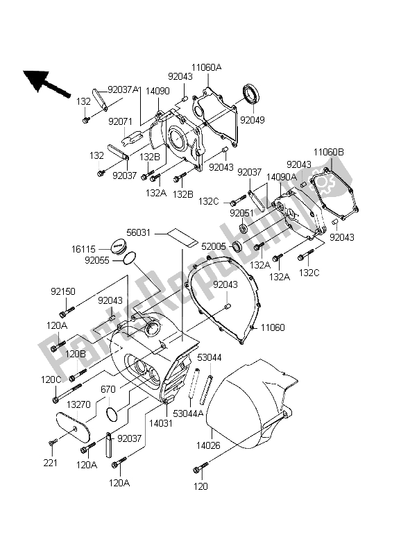 Todas las partes para Cubierta Izquierda Del Motor de Kawasaki VN 800 Classic 1999