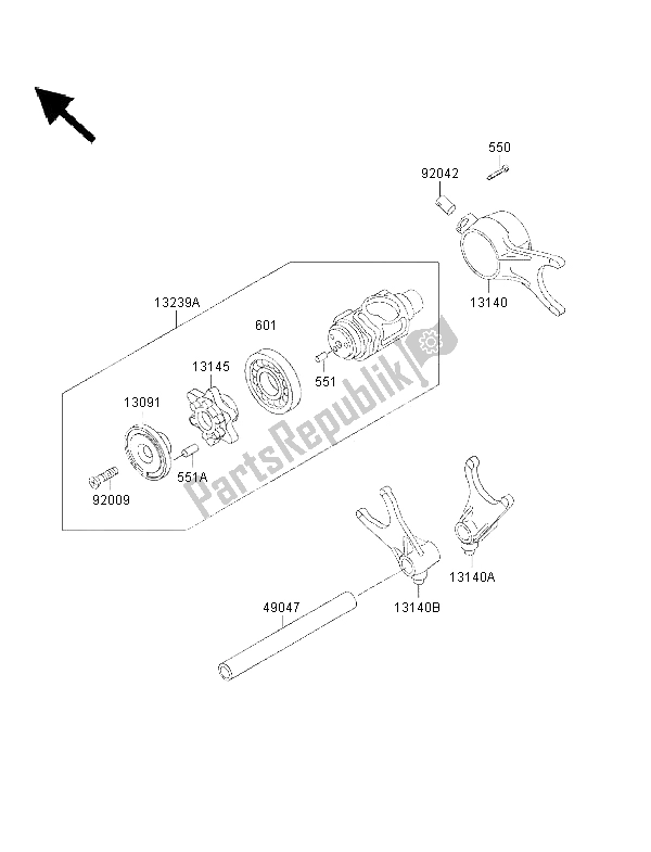 All parts for the Gear Change Drum & Shift Fork of the Kawasaki VN 1500 Drifter 2002