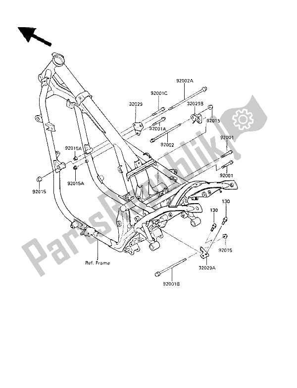 Tutte le parti per il Montaggi Della Struttura del Kawasaki LTD 450 1986