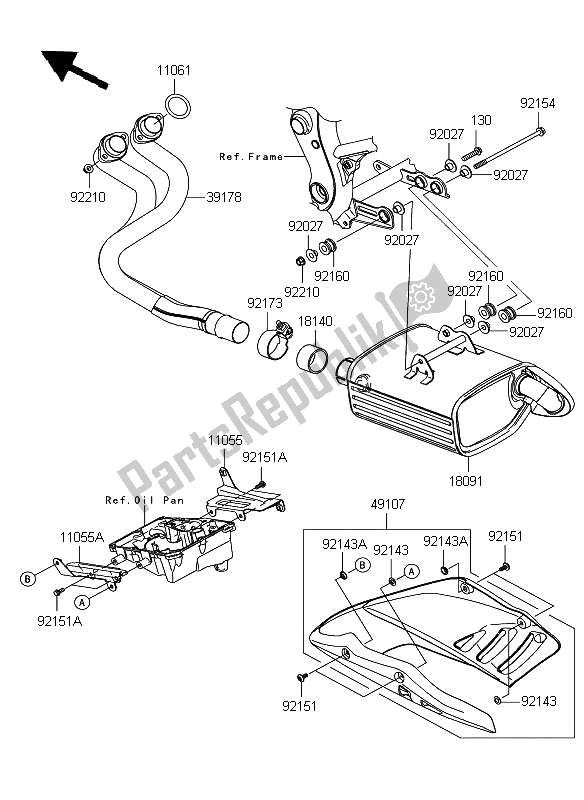 Alle onderdelen voor de Geluiddemper van de Kawasaki ER 6N ABS 650 2009