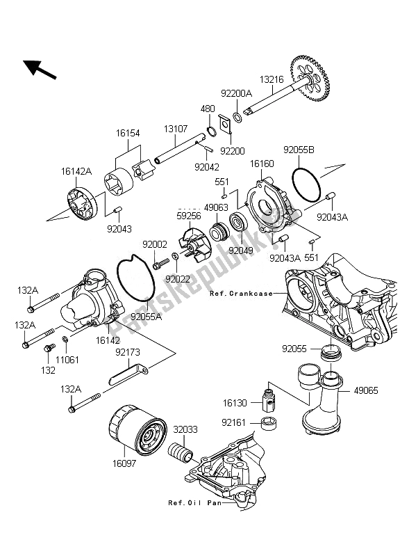 Tutte le parti per il Pompa Dell'olio del Kawasaki Z 1000 2010