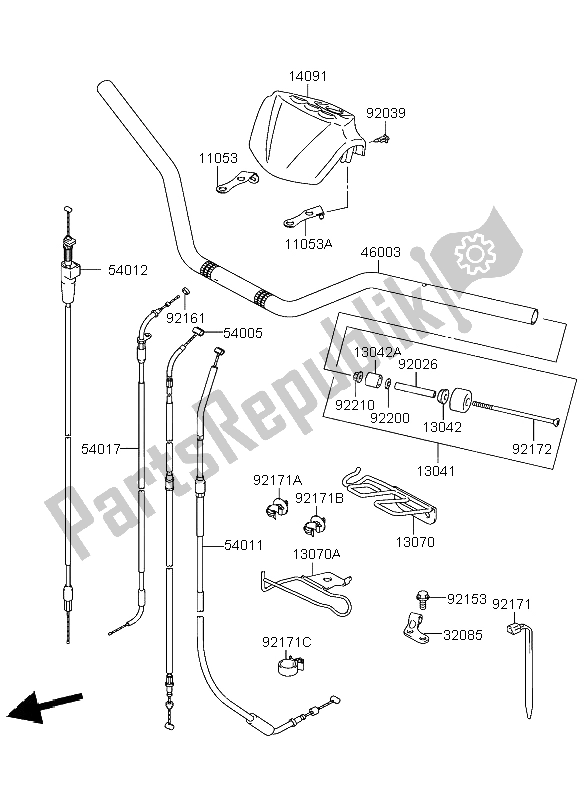 All parts for the Handlebar of the Kawasaki KFX 400 2004