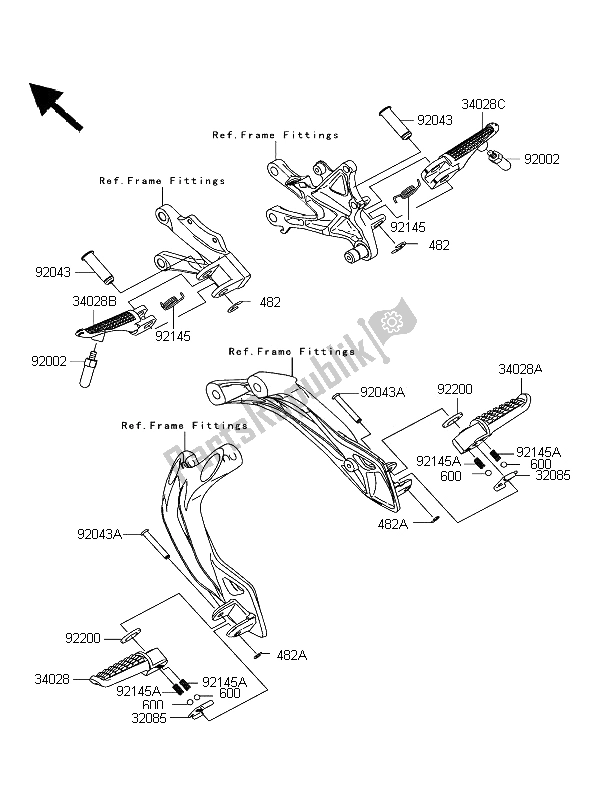 Toutes les pièces pour le Repose-pieds du Kawasaki Ninja ZX 10R 1000 2006