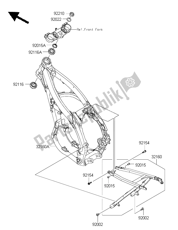 Tutte le parti per il Telaio del Kawasaki KX 450F 2015