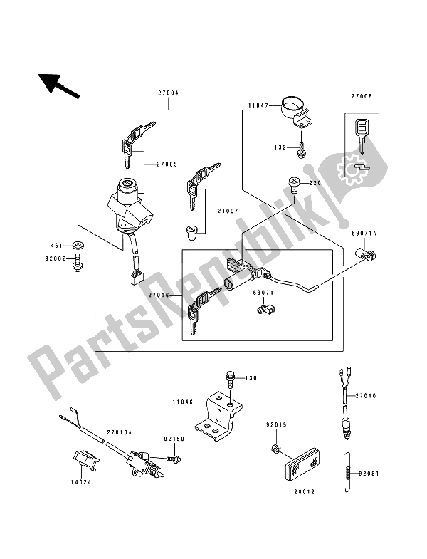 All parts for the Ignition Switch of the Kawasaki Zephyr 550 1993