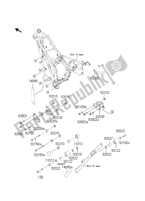 Wszystkie części do Mocowanie Silnika Kawasaki KDX 200 2002