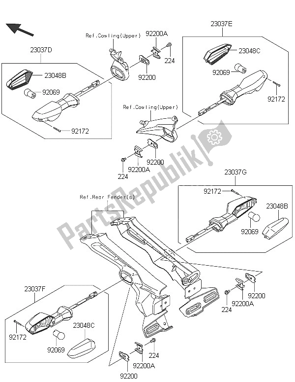 All parts for the Turn Signals of the Kawasaki Z 1000 2016