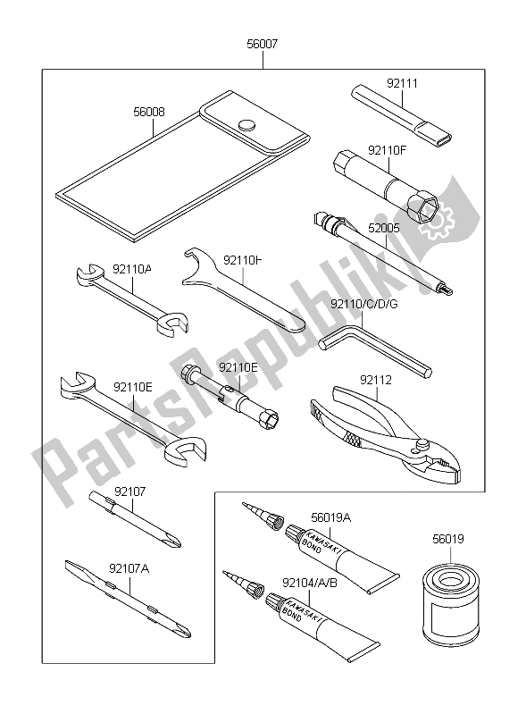 All parts for the Owners Tools of the Kawasaki ZRX 1200R 2006