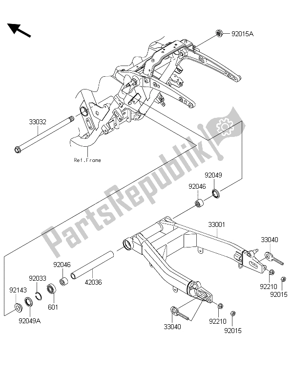All parts for the Swingarm of the Kawasaki Vulcan 1700 Voyager ABS 2015
