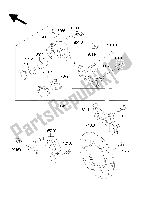 Alle onderdelen voor de Achterrem van de Kawasaki KDX 200 2001