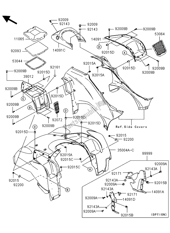 All parts for the Front Fender of the Kawasaki KVF 750 4X4 2008