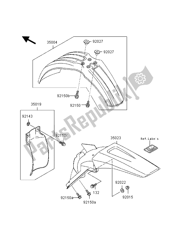 Tutte le parti per il Parabordi del Kawasaki KX 125 2000