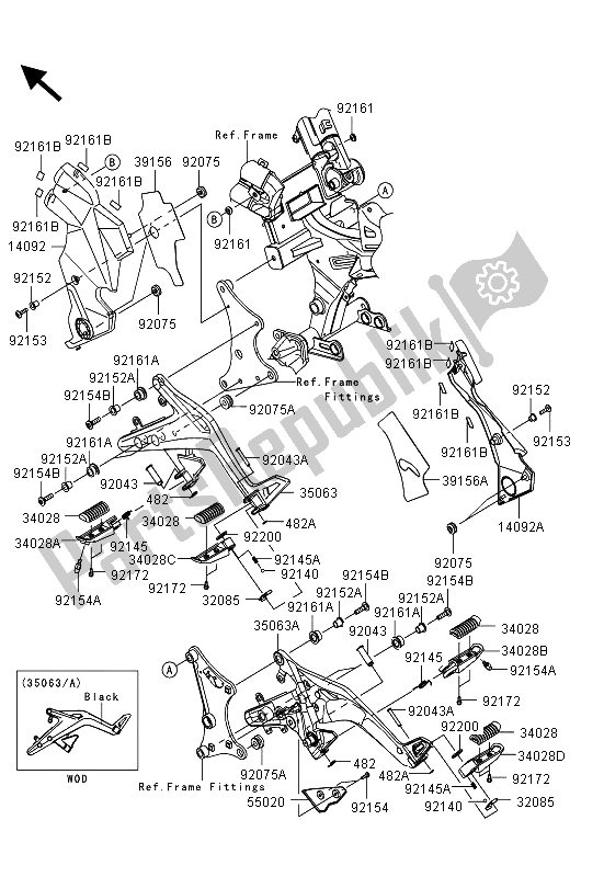 Todas as partes de Apoios Para Os Pés do Kawasaki ER 6F ABS 650 2013