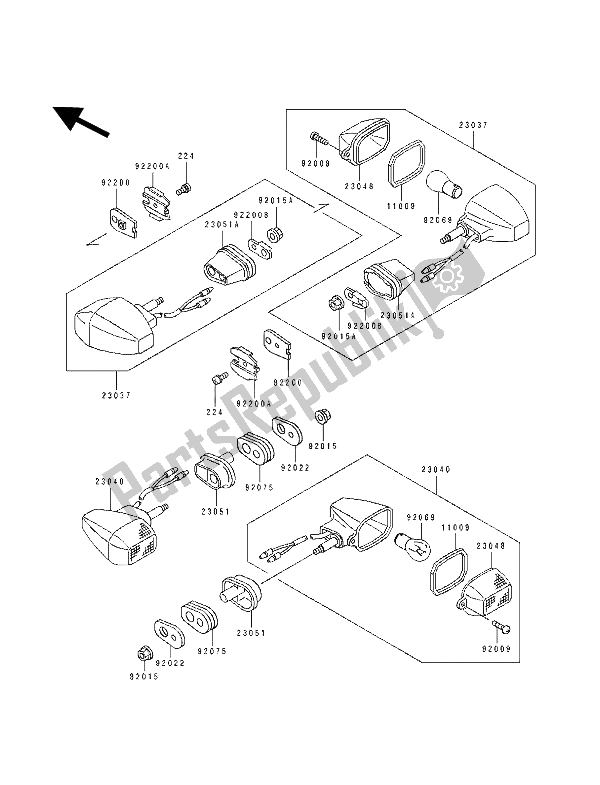 Tutte le parti per il Indicatori Di Direzione del Kawasaki KLE 500 1992