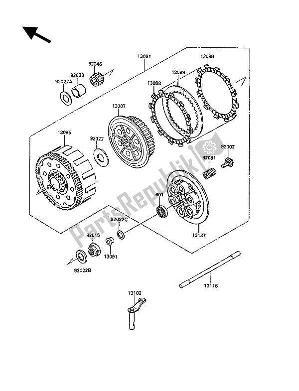 Todas las partes para Embrague de Kawasaki KX 500 1988