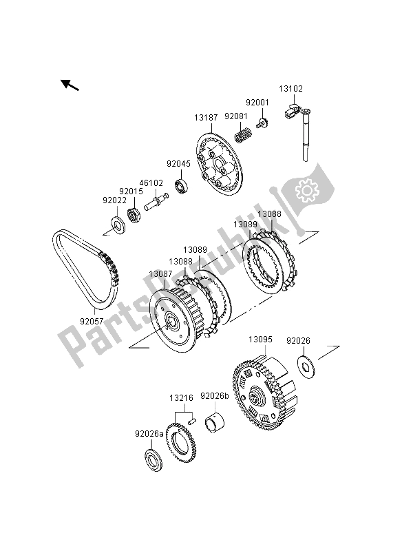 Todas as partes de Embreagem do Kawasaki KLE 500 1997