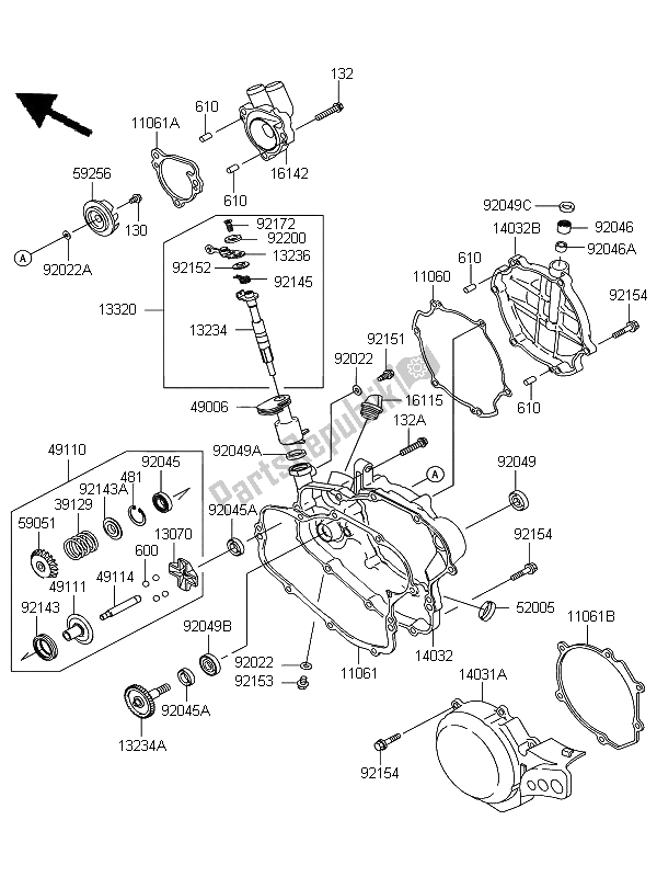 All parts for the Engine Cover of the Kawasaki KX 85 SW LW 2013