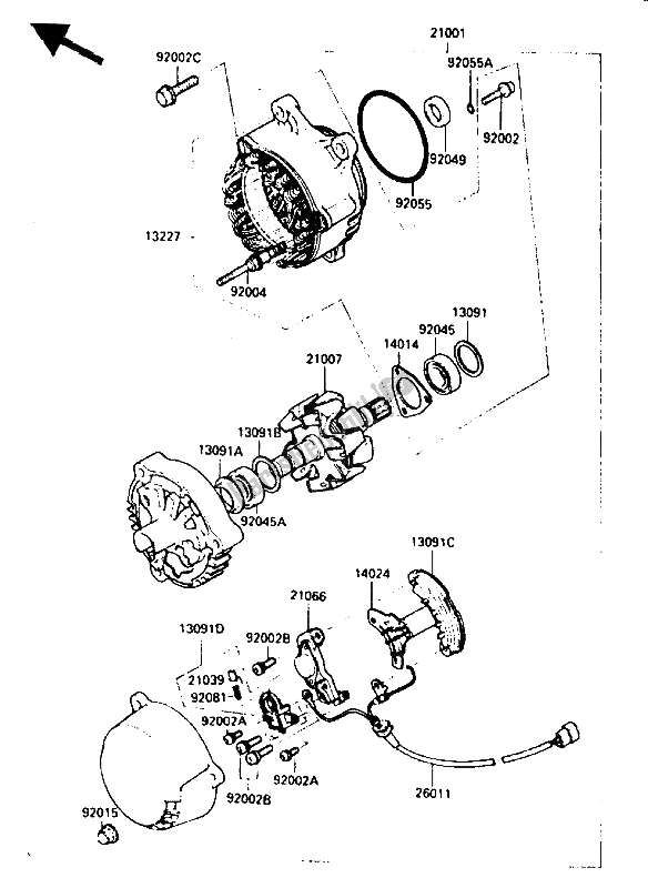 Toutes les pièces pour le Générateur du Kawasaki GPZ 900R 1985